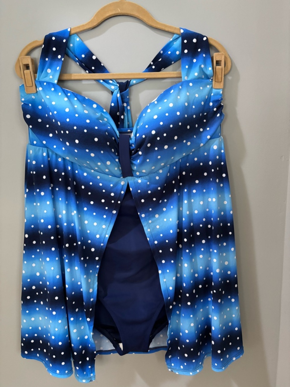 Blue Ombre Polka Dot Swimdress